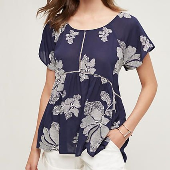 Anthropologie Tops - 🎉SALE🎉 Anthropologie Ella Mara Blue Floral Top
